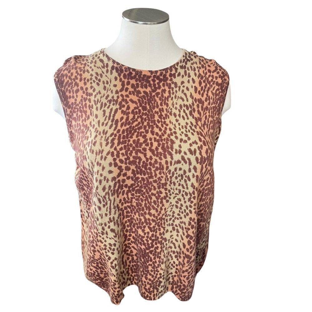 Outlander Woman Leopard Animal Print Sleeveless Sweater Top Tank Plus Size 3X